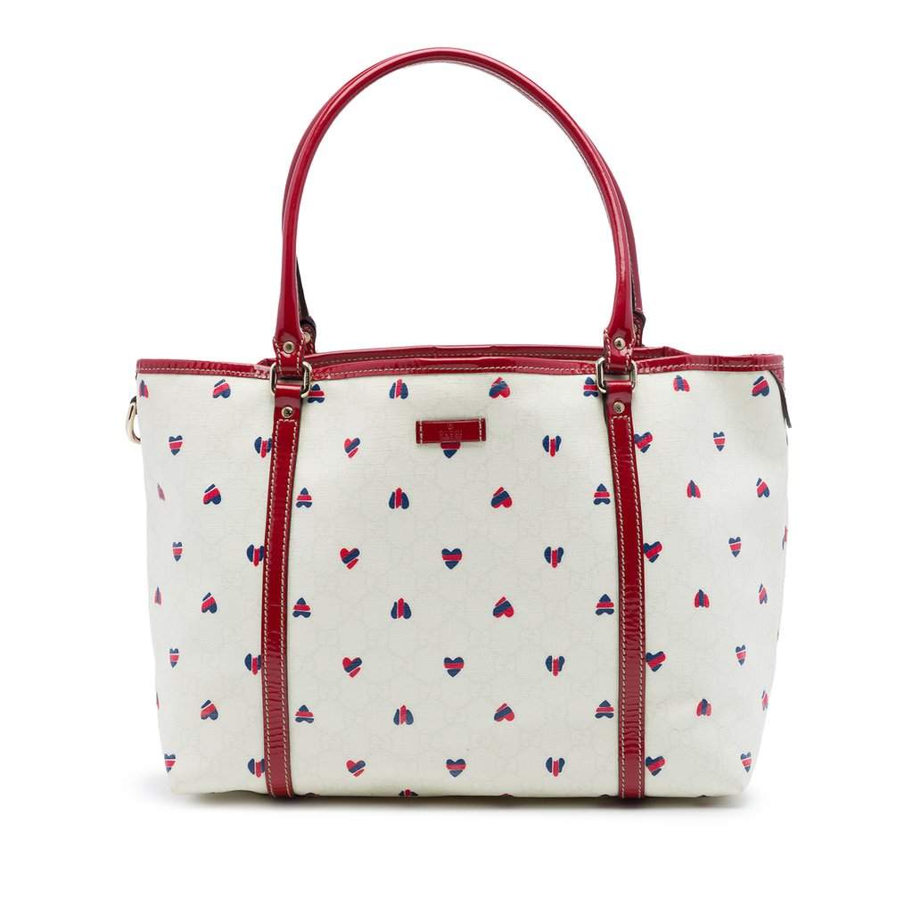 Gucci Medium GG Supreme Hearts Joy Tote White Very good - Front View