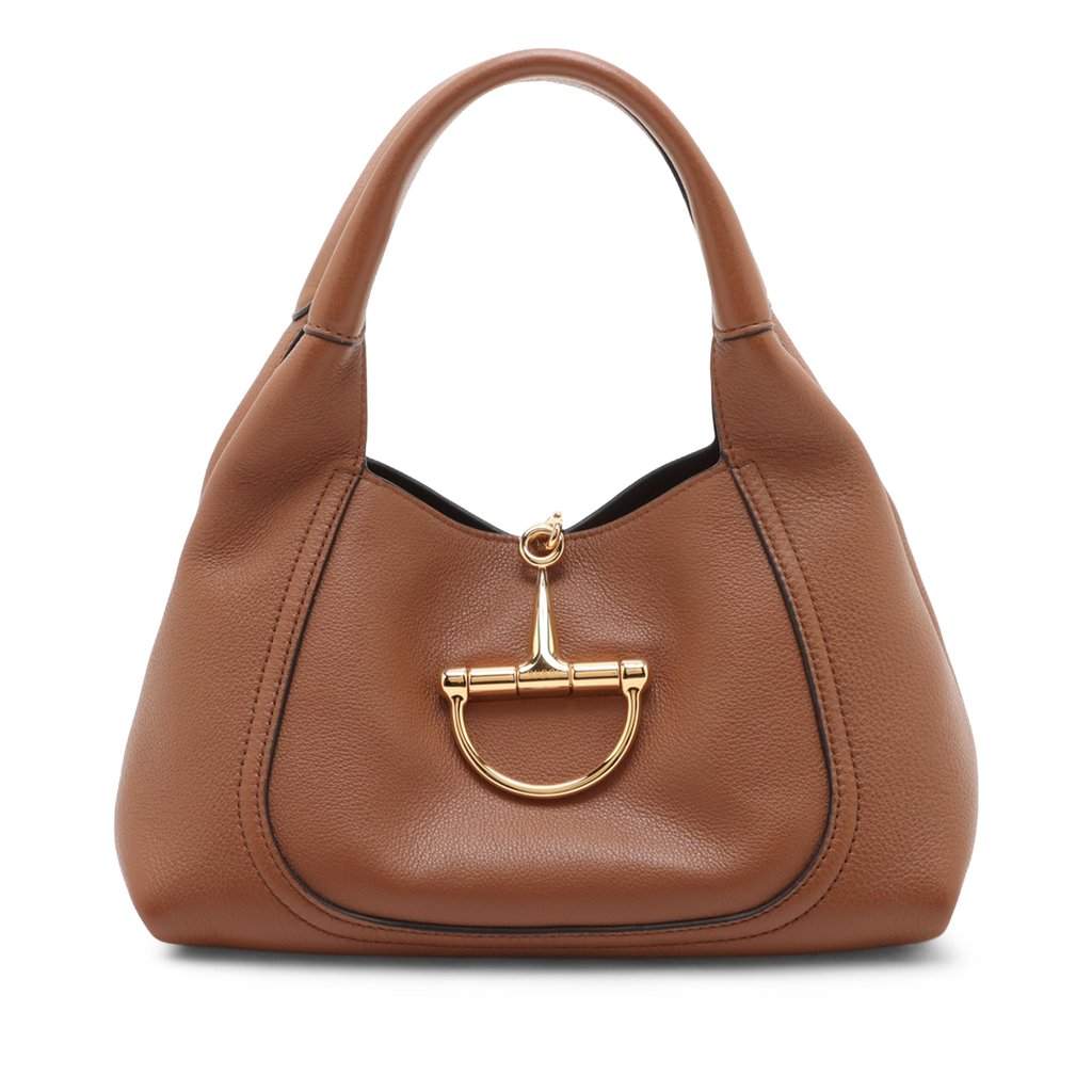 Gucci Maxi Grained Calfskin Softbit Hobo Brown Leather Very good condition - Front View