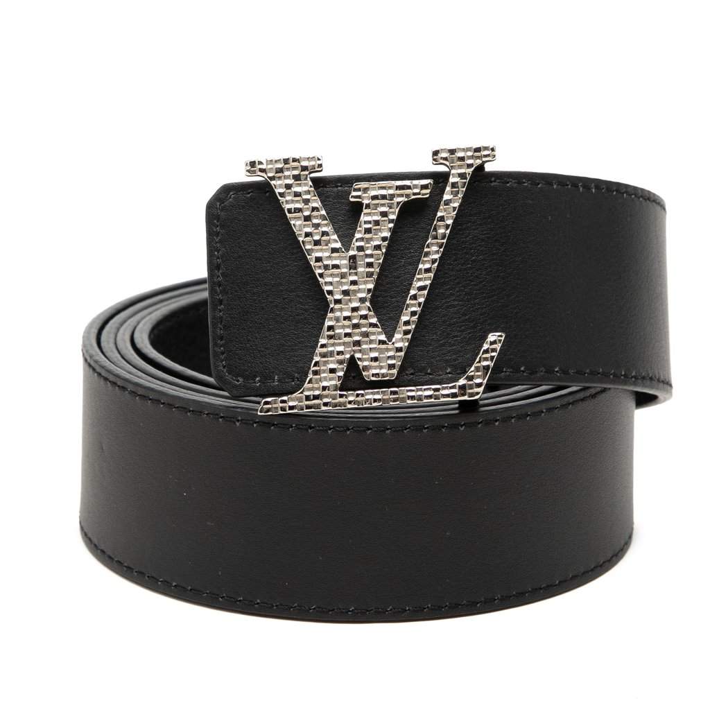 Louis Vuitton Calfskin LV Mosaic Belt Black Leather Very good condition - Front View