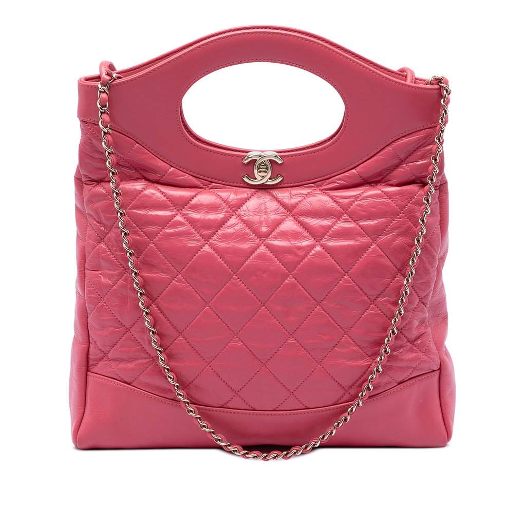 Chanel Small Quilted Shiny Aged Calfskin 31 Shopping Bag Pink Leather Very good condition - Front View