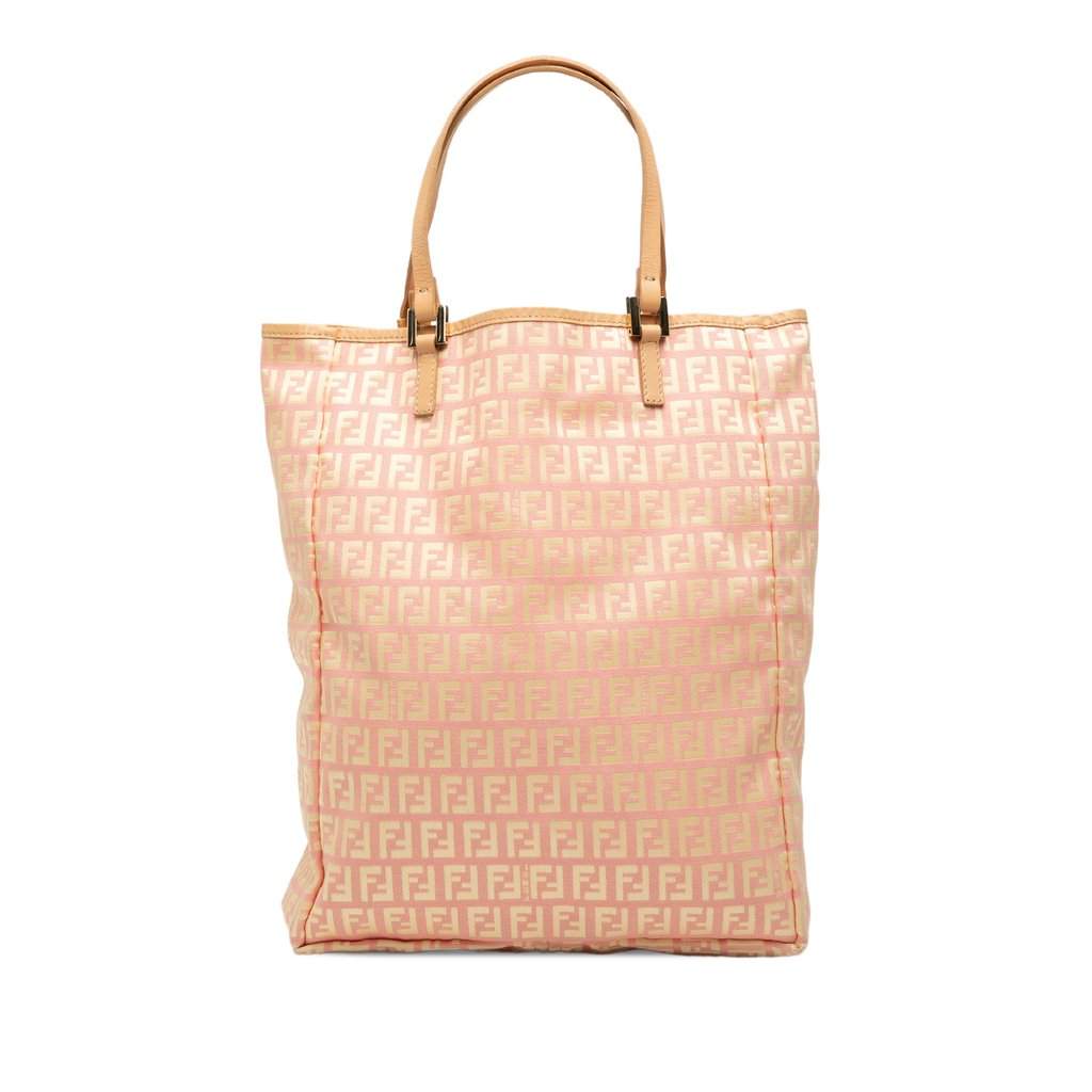 Fendi Zucchino Canvas Vertical Tote Pink Very good - Front View