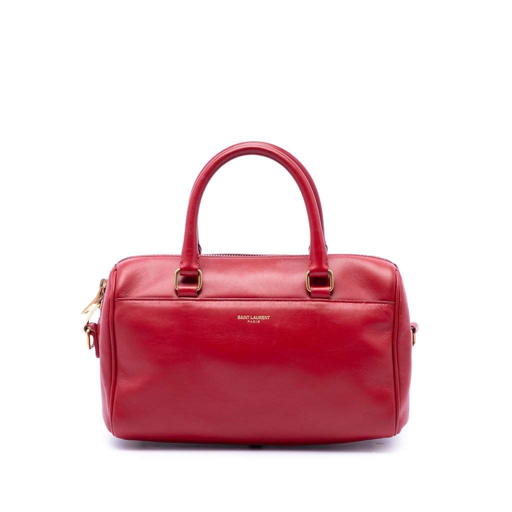 Saint Laurent Baby Leather Classic Duffle Satchel Red Leather Very good condition - Front View