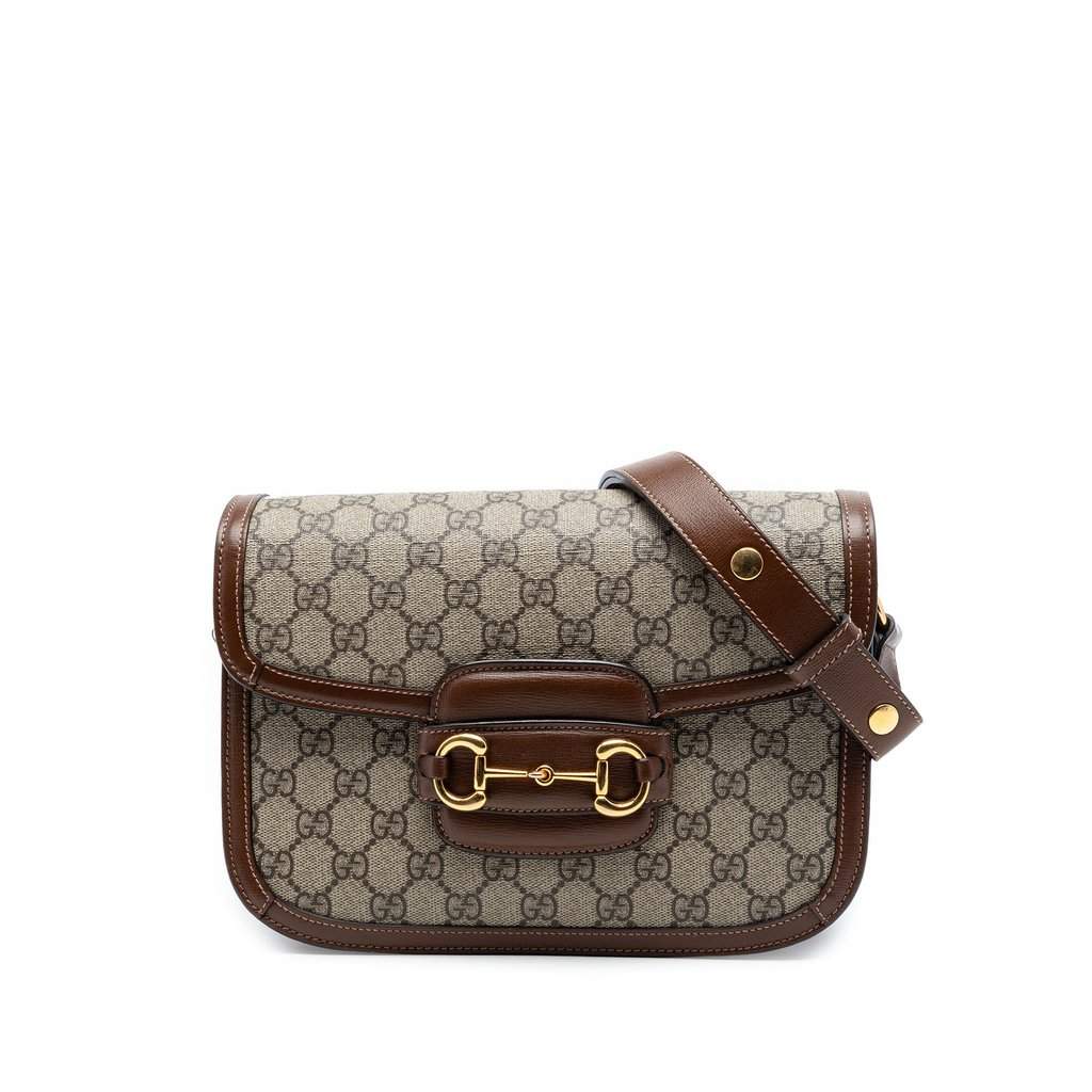 Gucci Medium GG Supreme Horsebit 1955 Shoulder Bag Beige Very good condition - Front View