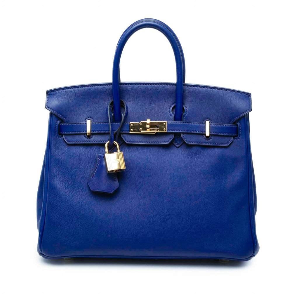 Hermès Swift Birkin Retourne 25 Blue Leather Very good condition - Front View