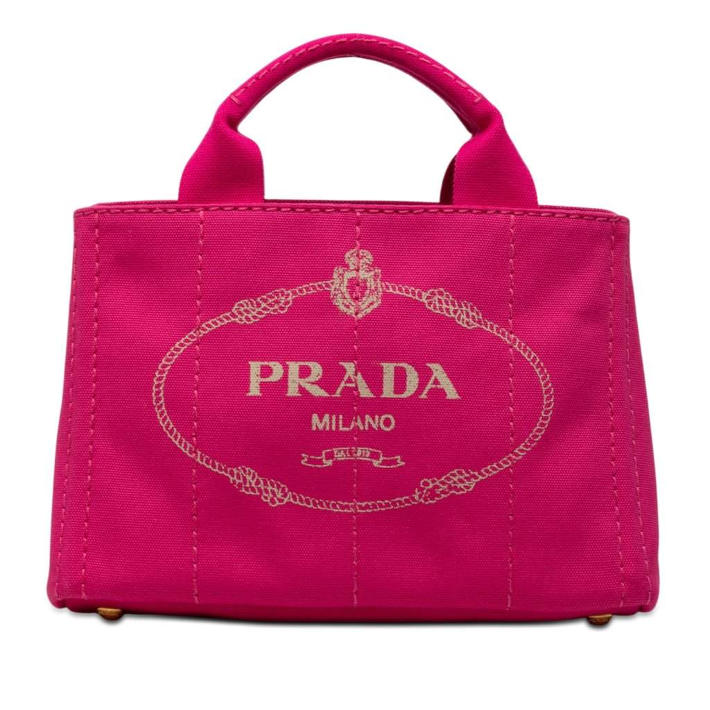 Prada Small Canvas Canapa Logo Satchel Pink Very good condition - Front View