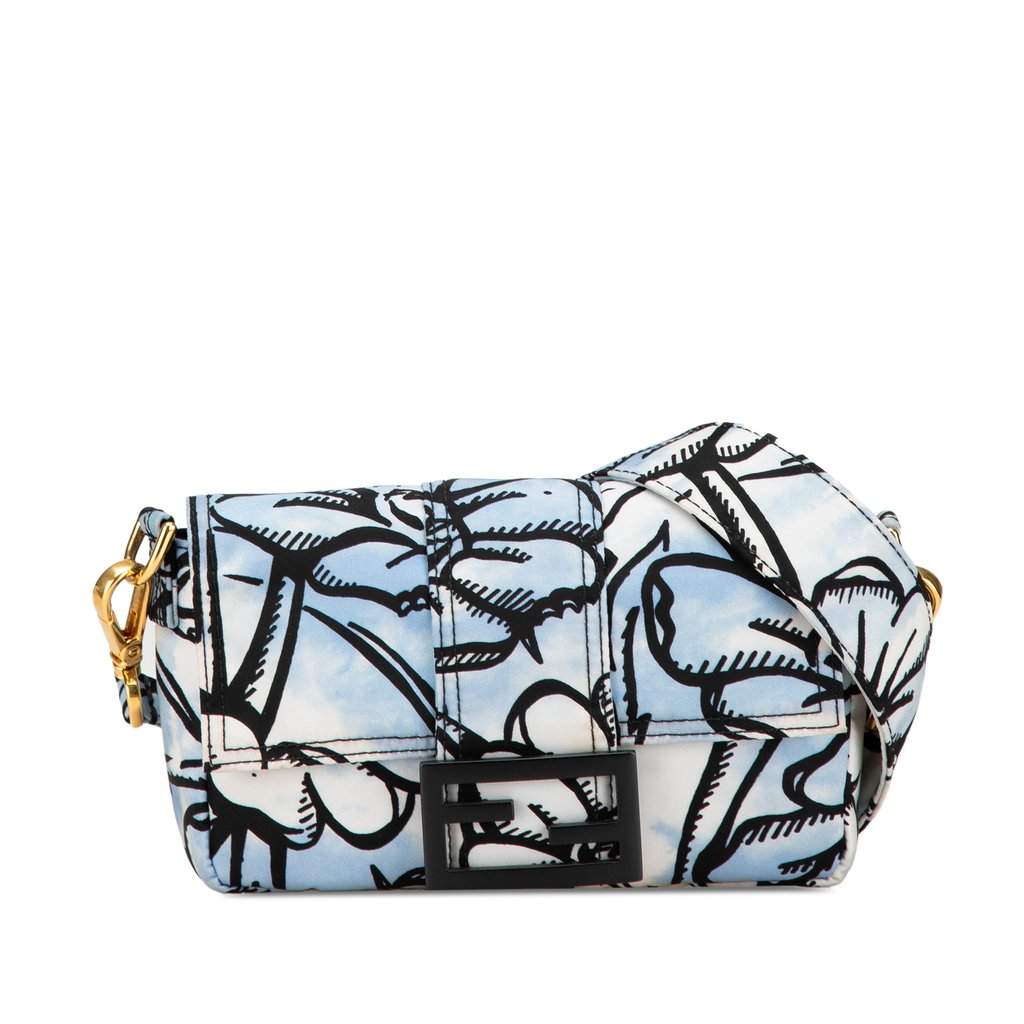 Fendi Joshua Vides Mini Nylon Convertible Baguette Crossbody Blue Very good condition - Front View