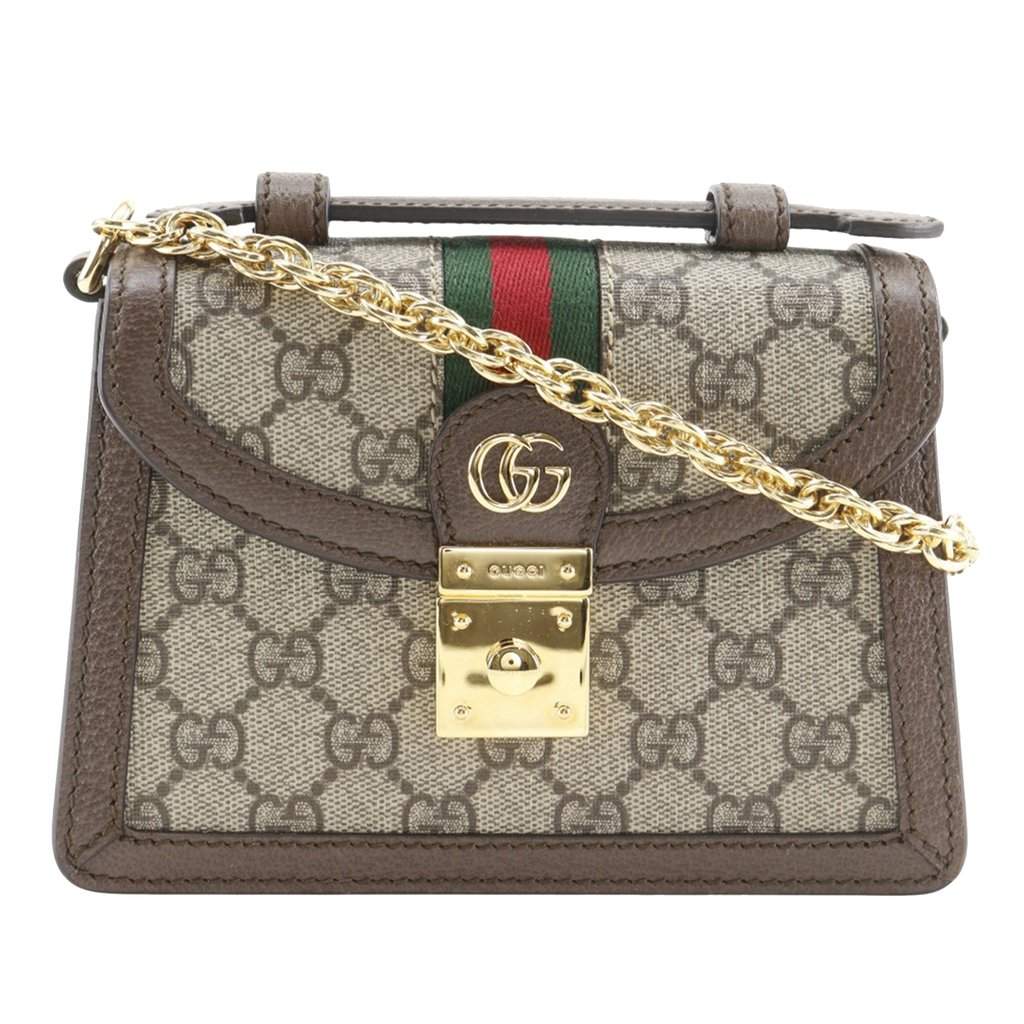 Gucci Small GG Supreme Web Ophidia Top Handle Bag Beige Very good - Front View