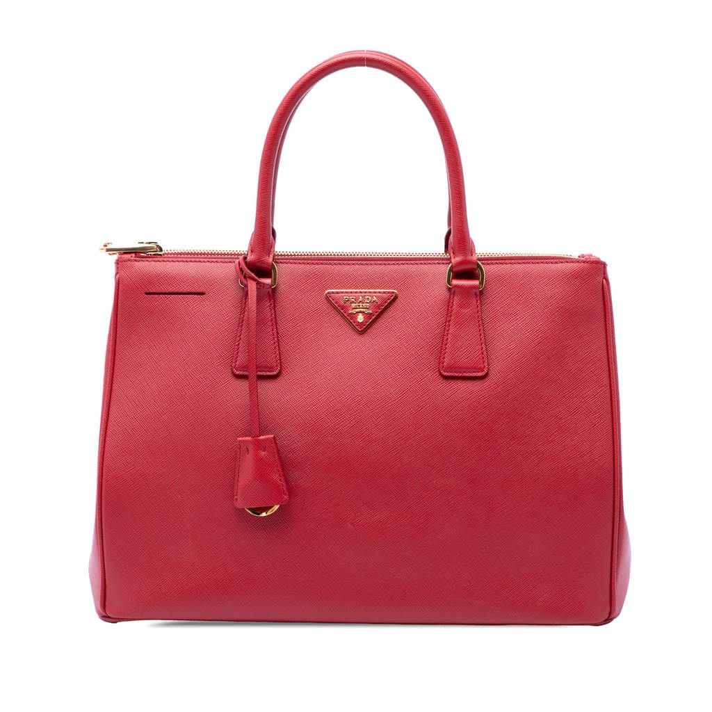 Prada Large Saffiano Lux Galleria Double Zip Tote Red Leather Very good - Front View
