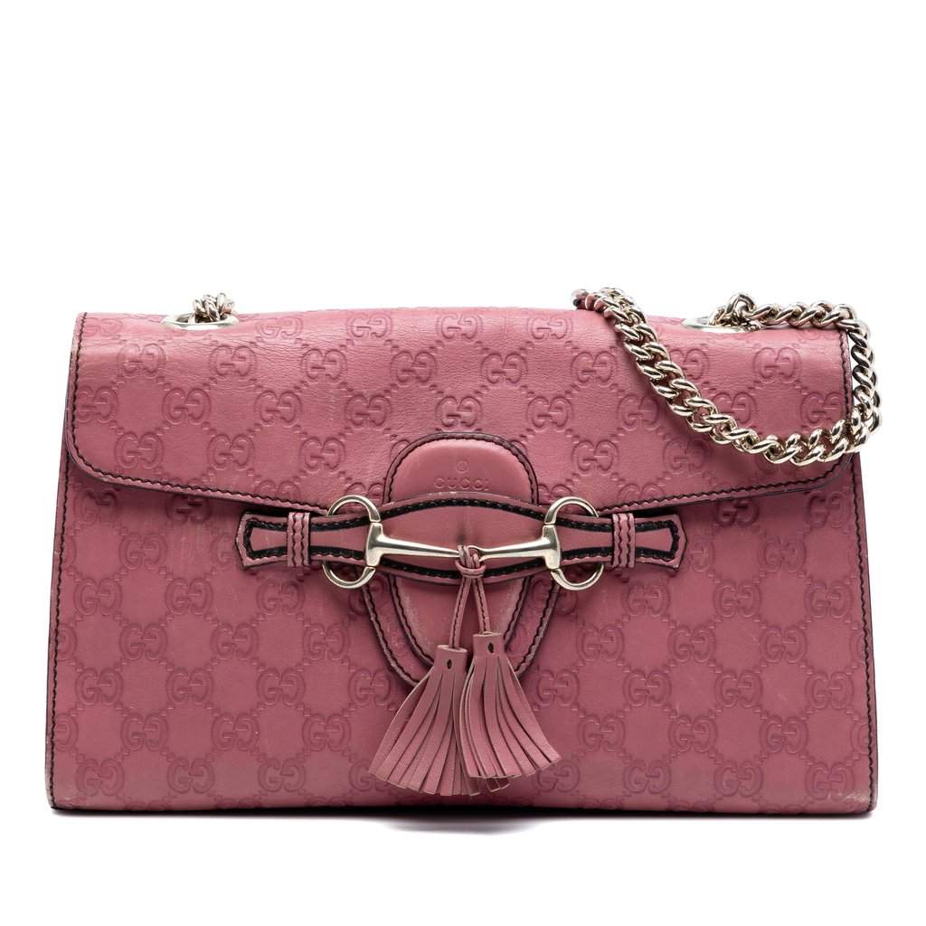 Gucci Medium Guccissima Emily Shoulder Bag Pink Leather Very good - Front View