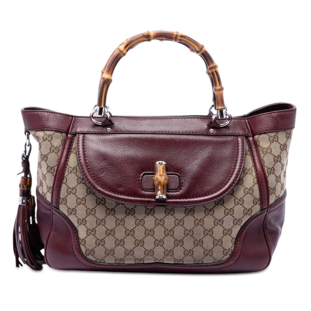 Gucci Medium GG Canvas New Bamboo Tassel Tote Beige Very good condition - Front View