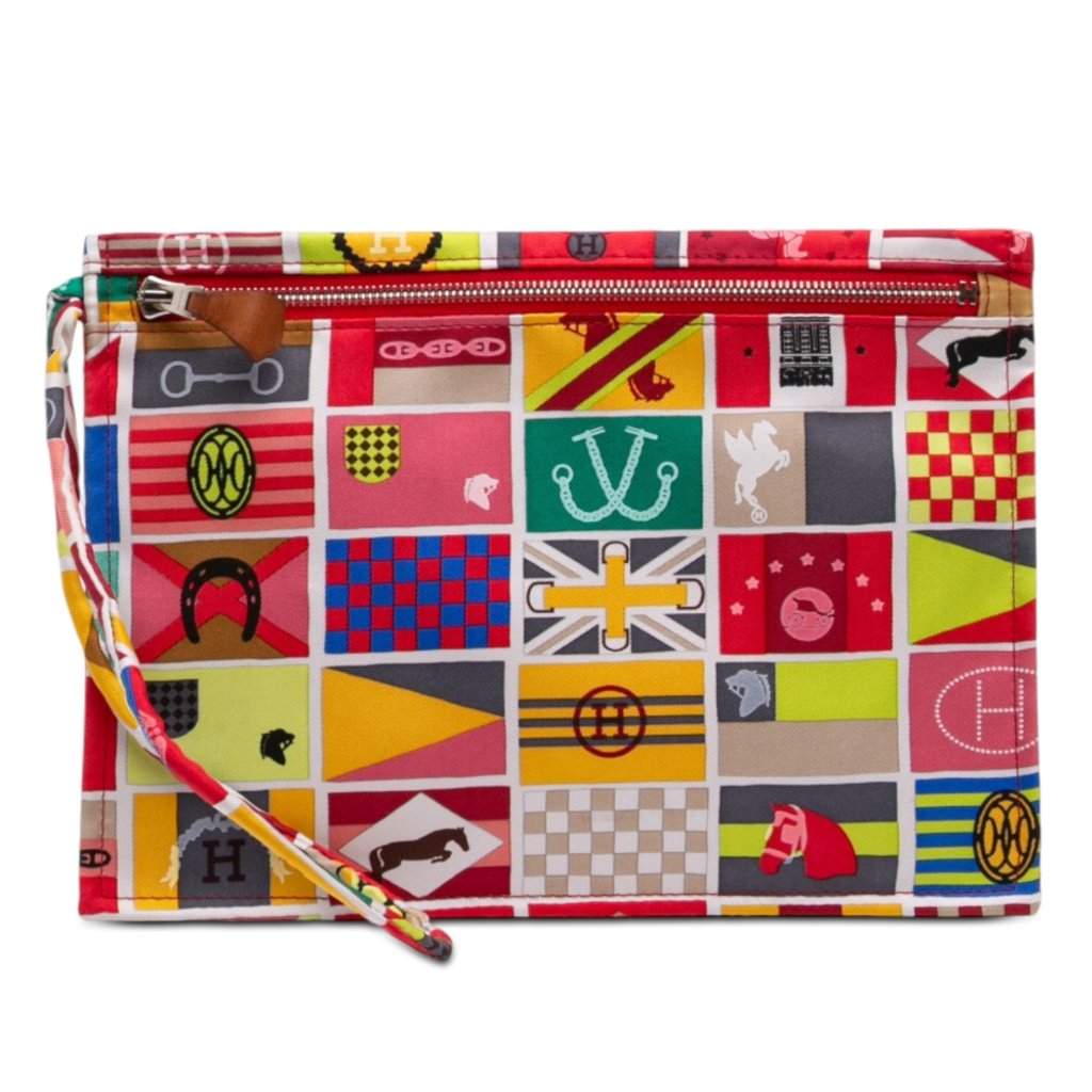 Hermès Hermes en Voyage Silk Pouch Red Very good - Front View