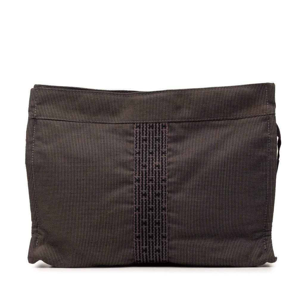 Hermès Canvas Herline Clutch Black Very good - Front View