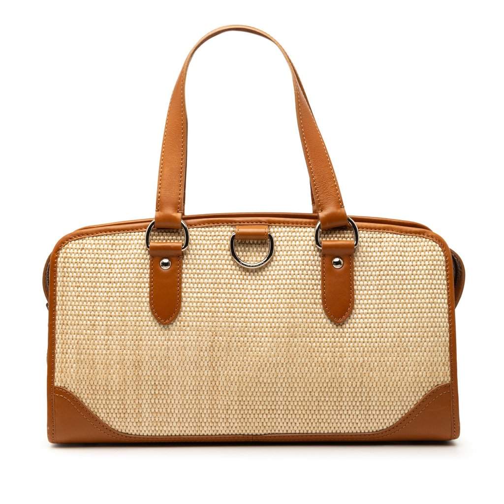 Burberry Straw and Leather Handbag Beige Very good condition - Front View