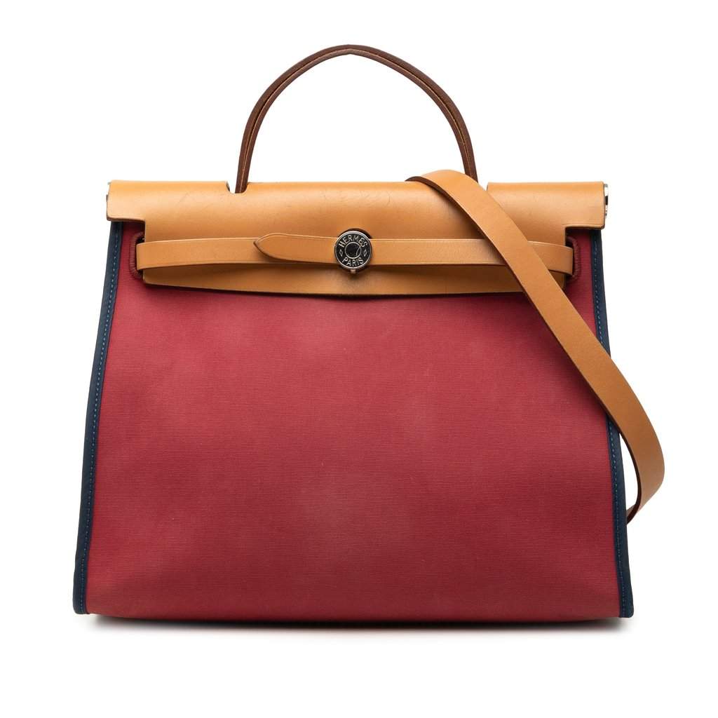 Hermès Toile Herbag Zip 31 Red Very good - Front View