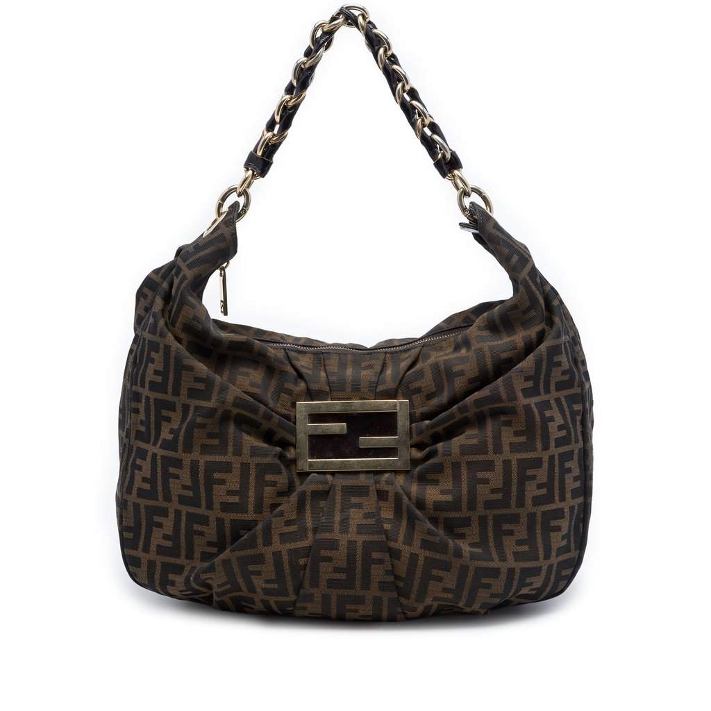 Fendi Zucca Canvas Mia Hobo Brown Very good condition - Front View