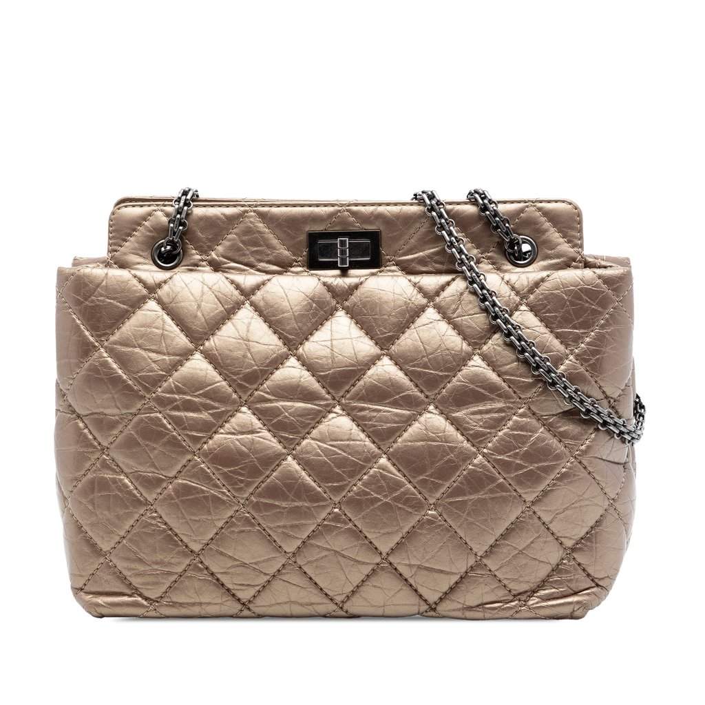 Chanel Quilted Aged Calfskin Reissue 2.55 Tote Brown Leather Very good condition - Front View