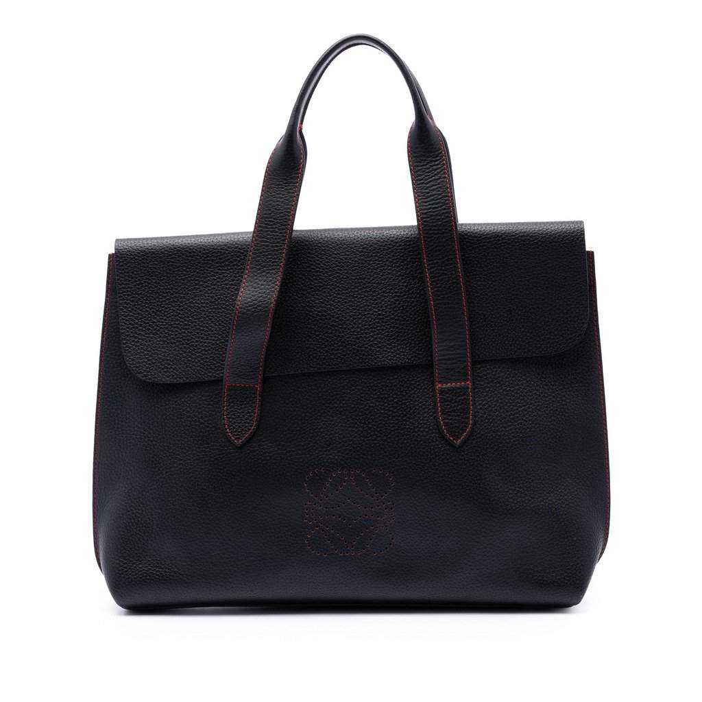 Loewe Grained Calfskin Anagram Briefcase Black Leather Very good condition - Front View
