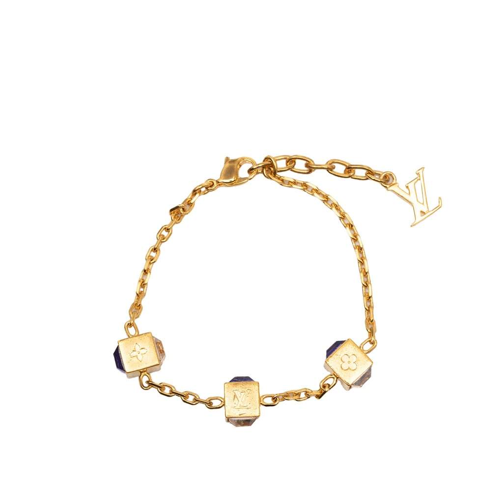 Louis Vuitton Gold Plated Gamble Strass Bracelet Gold Metal Very good condition - Front View