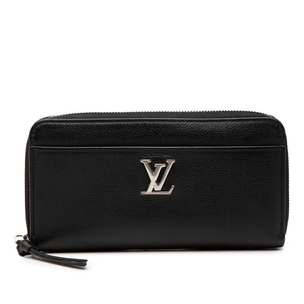 Louis Vuitton Leather Lockme Zippy Wallet Black Leather Very good condition - Front View