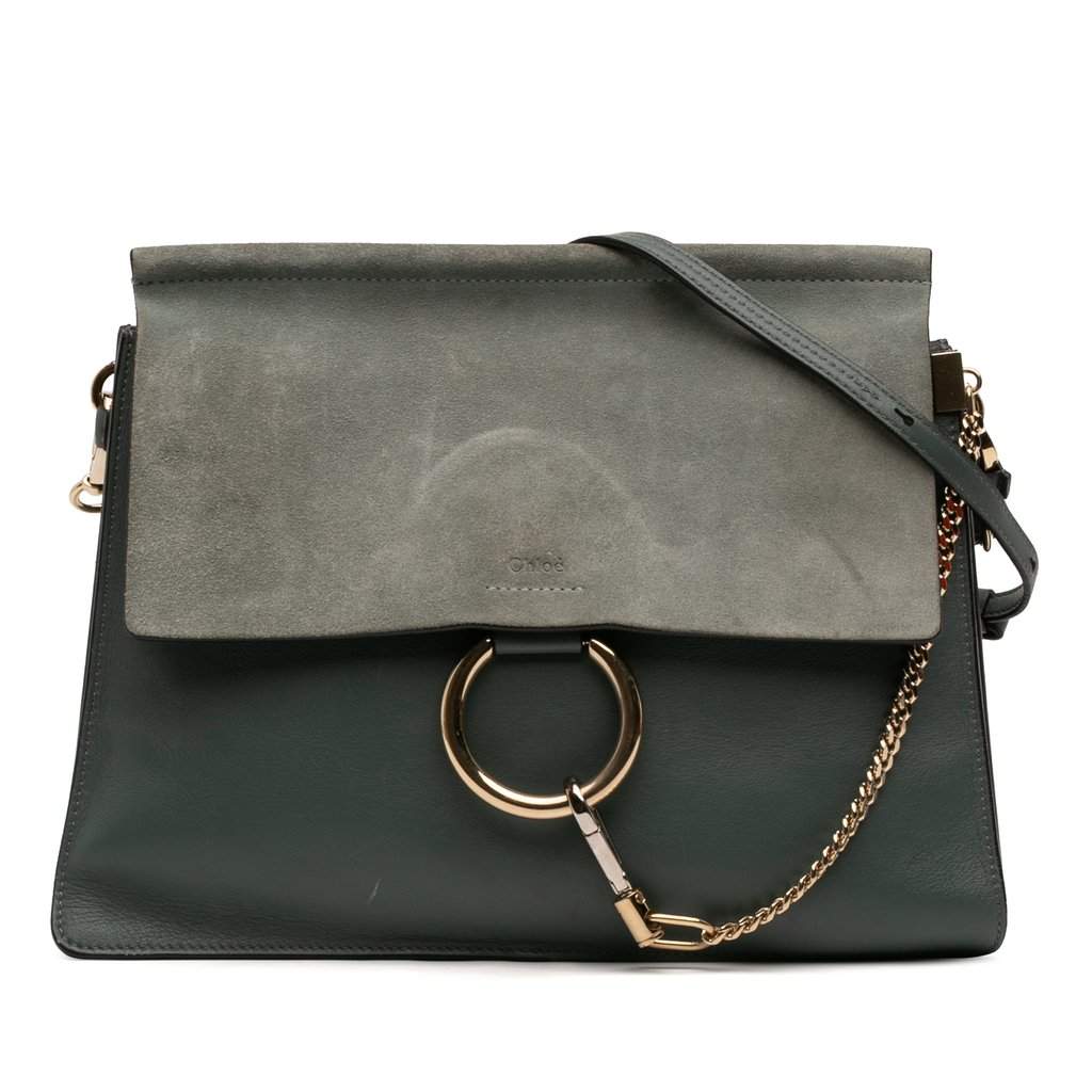 Chloé Medium Calfskin and Suede Faye Crossbody Blue Leather Very good - Front View
