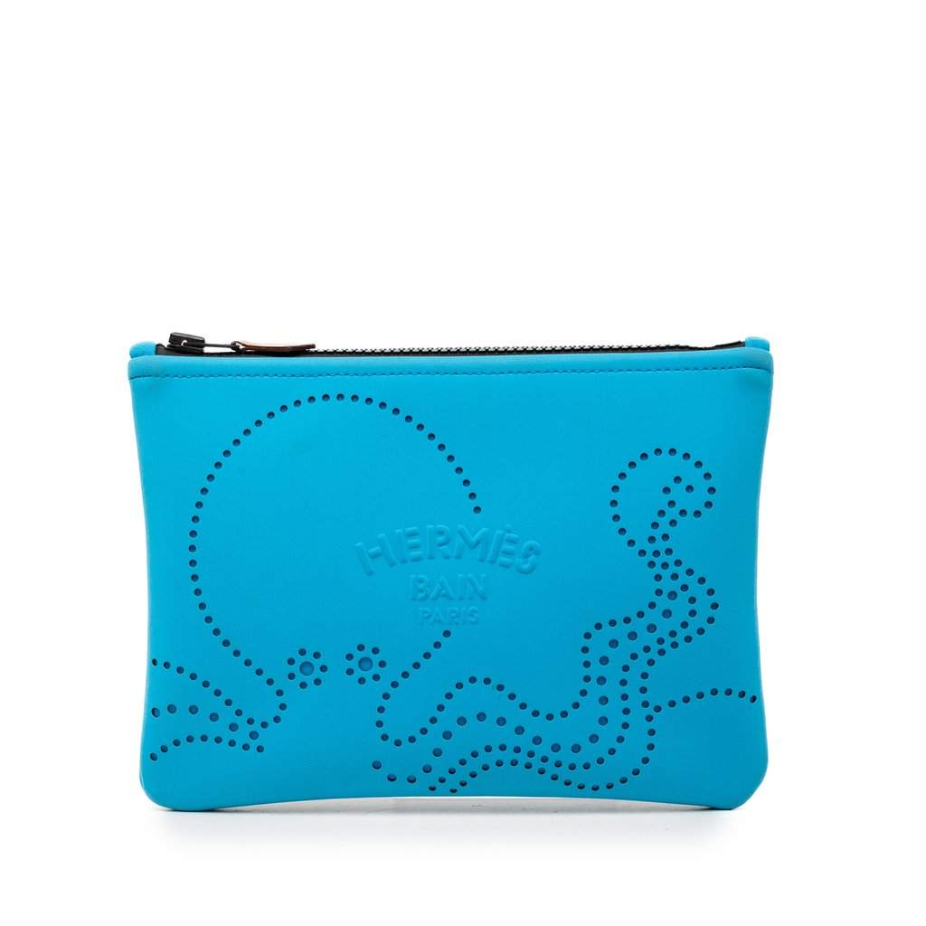 Hermès Small Perforated Nylon Neobain Poulpe Fiction Case Blue Very good - Front View