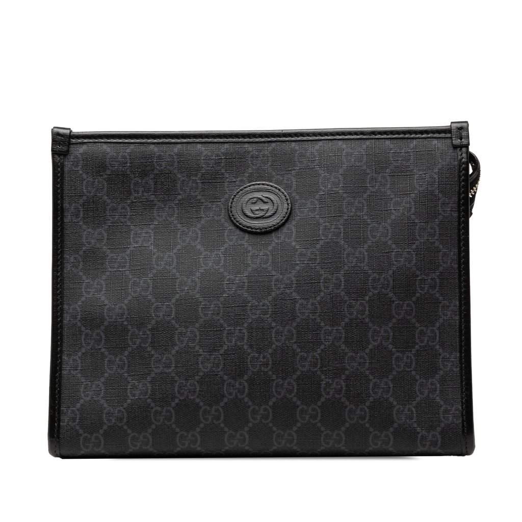 Gucci GG Supreme Retro Interlocking G Clutch Black Very good - Front View