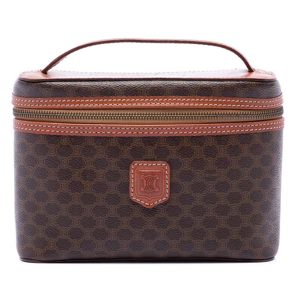 Celine Macadam Coated Canvas Vanity Bag Brown Very good condition - Front View