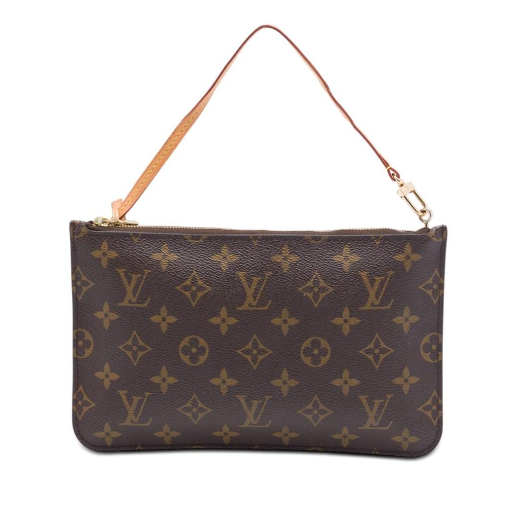 Louis Vuitton Monogram Neverfull MM Pouch Brown Good - Front View