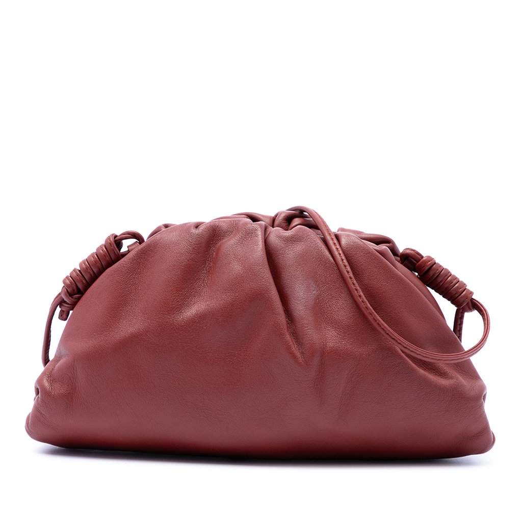 Bottega Veneta Lambskin The Mini Pouch Crossbody Red Leather Very good condition - Front View