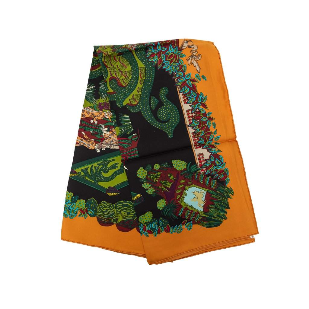 Hermès Le Paradis du Roy Silk Scarf 90 Orange Very good - Front View