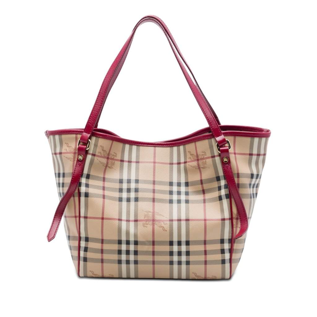 Burberry Small Haymarket Check Coated Canvas Canterbury Tote Beige Very good - Front View
