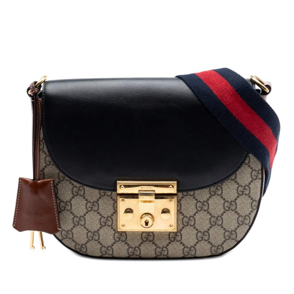 Gucci GG Supreme Web Padlock Crossbody Beige Very good condition - Front View