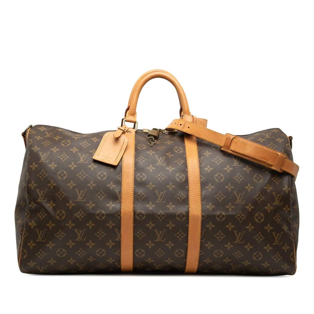 Louis Vuitton Monogram Keepall Bandouliere 55 Brown Good - Front View