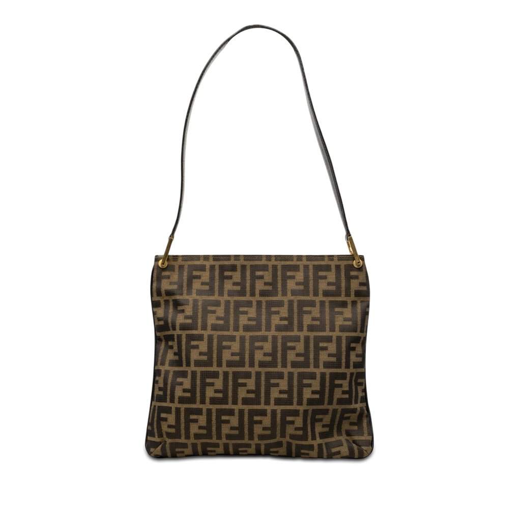 Fendi Zucca Canvas Shoulder Bag Brown Good - Front View