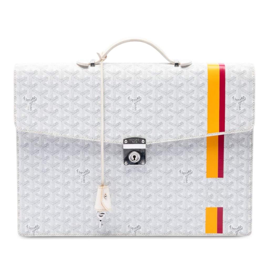 Goyard Goyardine Stripe Serviette Chypre White Very good - Front View