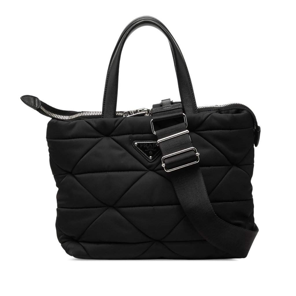 Prada Small Padded Re Nylon Tote Black Very good - Front View