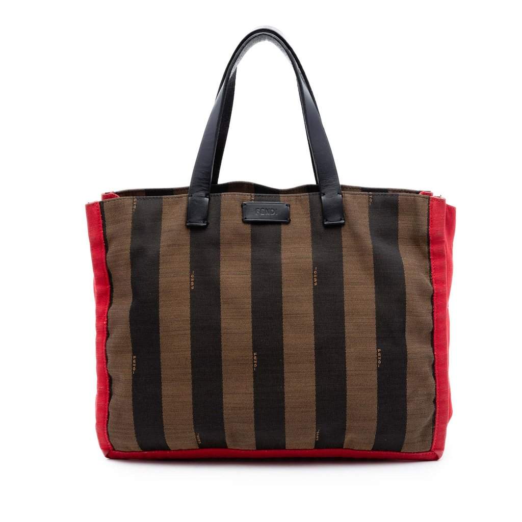 Fendi Pequin Canvas Simply Shopping Tote Brown Very good - Front View
