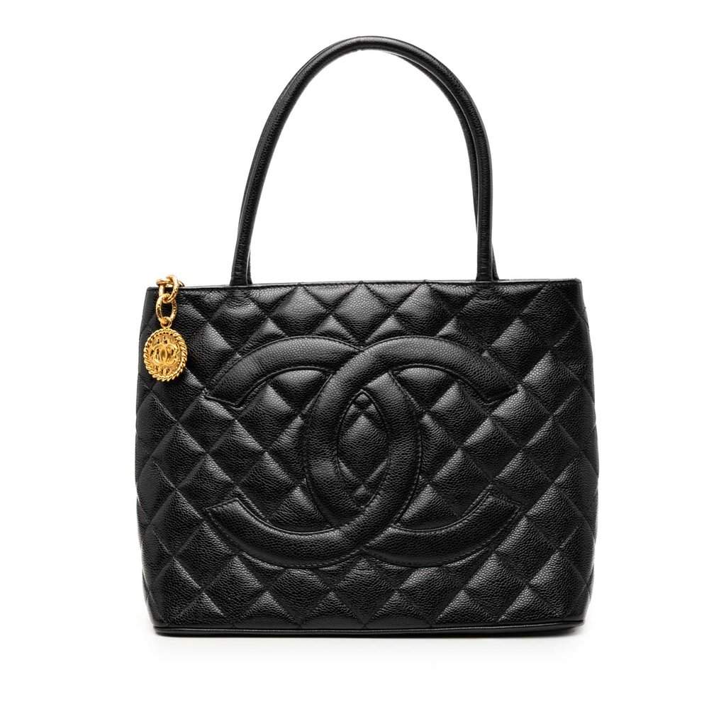 Chanel Caviar Medallion Tote Black Leather Very good - Front View