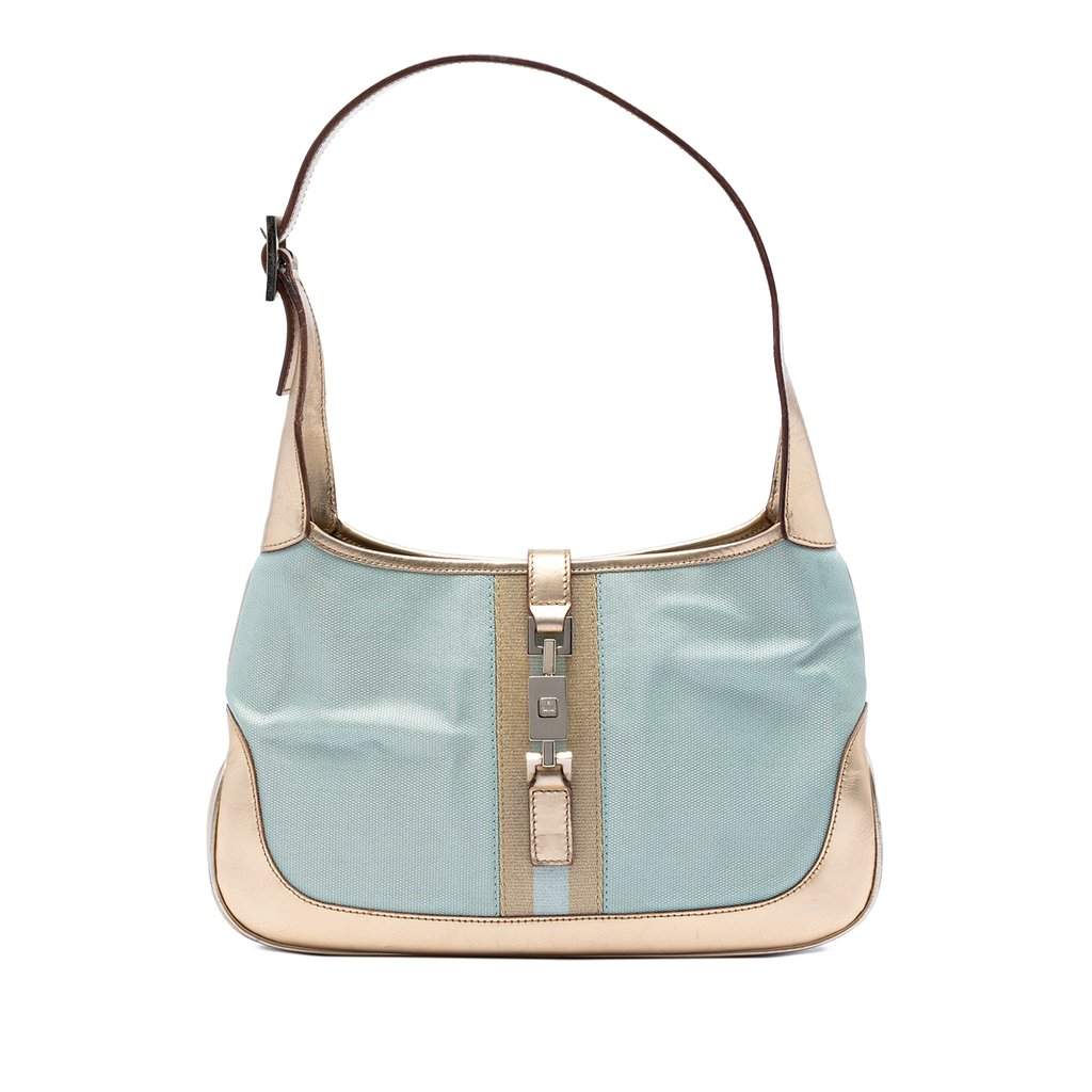 Gucci Canvas Web Jackie Shoulder Bag Green Very good - Front View