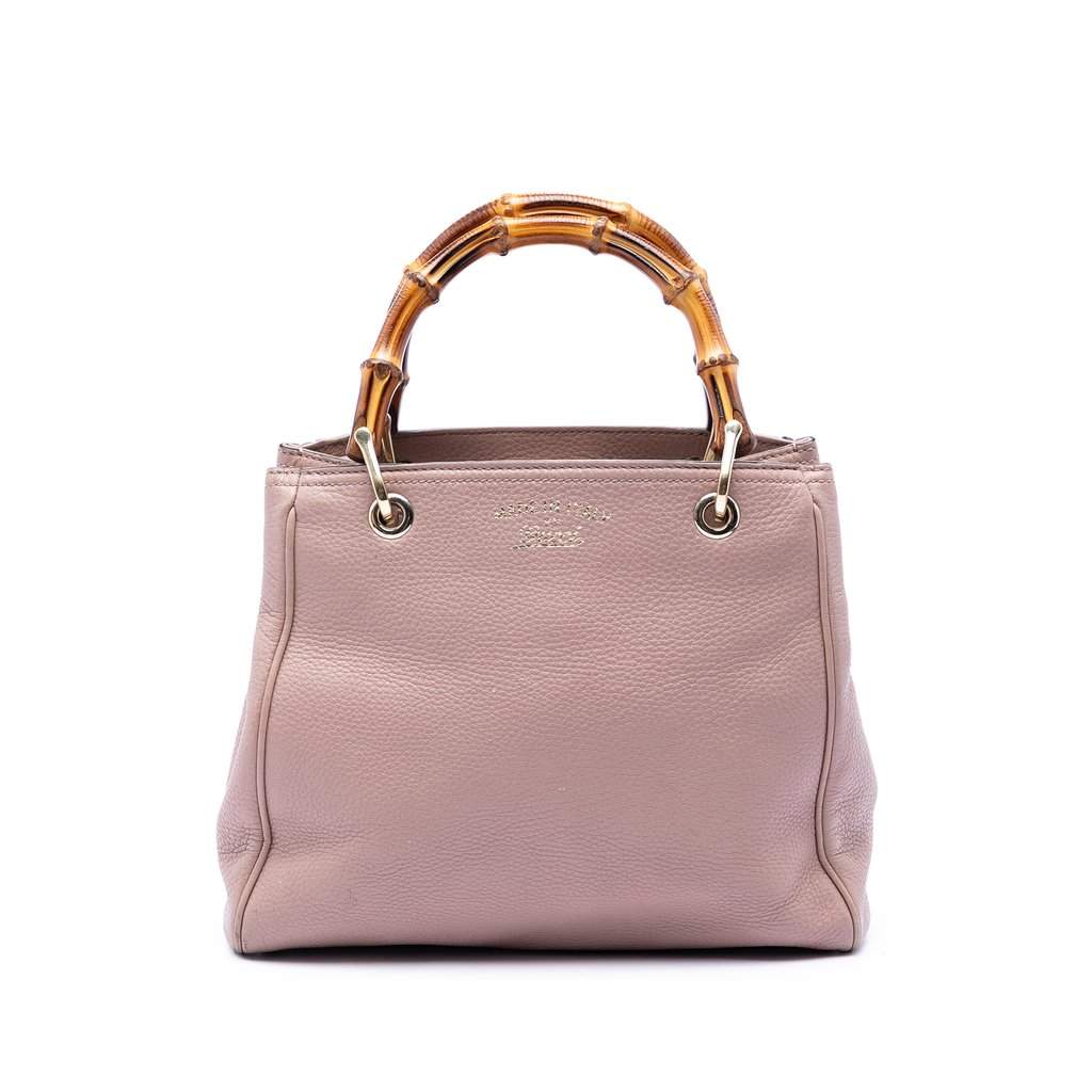 Gucci Small Calfskin Bamboo Shopper Satchel Pink Leather Very good condition - Front View