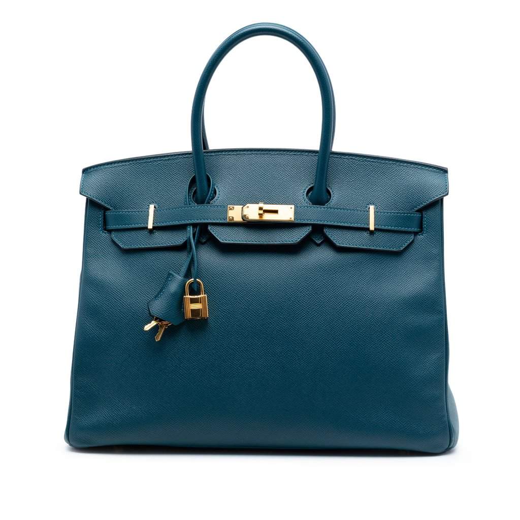 Hermès Togo Birkin Retourne 35 Blue Leather Very good condition - Front View