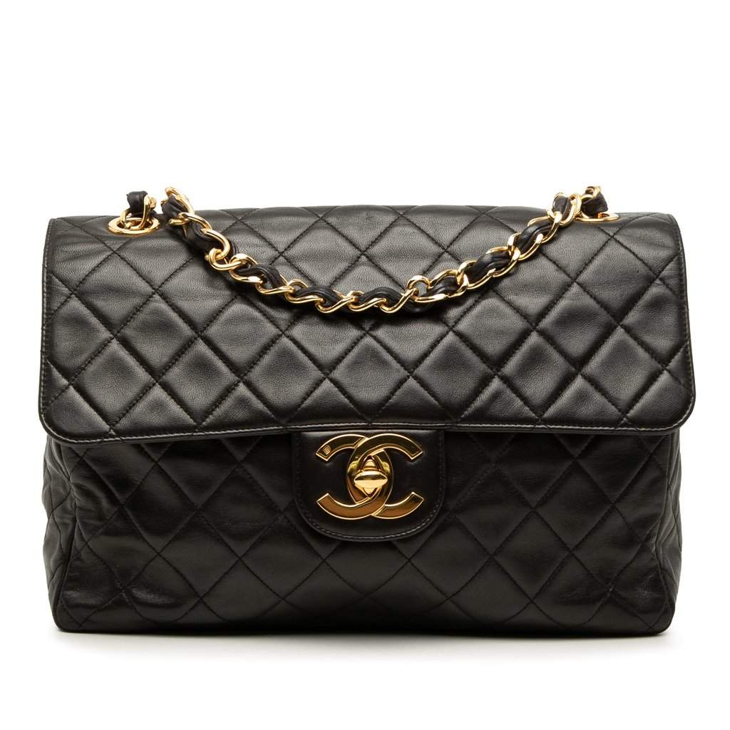 Chanel Jumbo XL Classic Lambskin Single Flap Black Leather Good condition - Front View