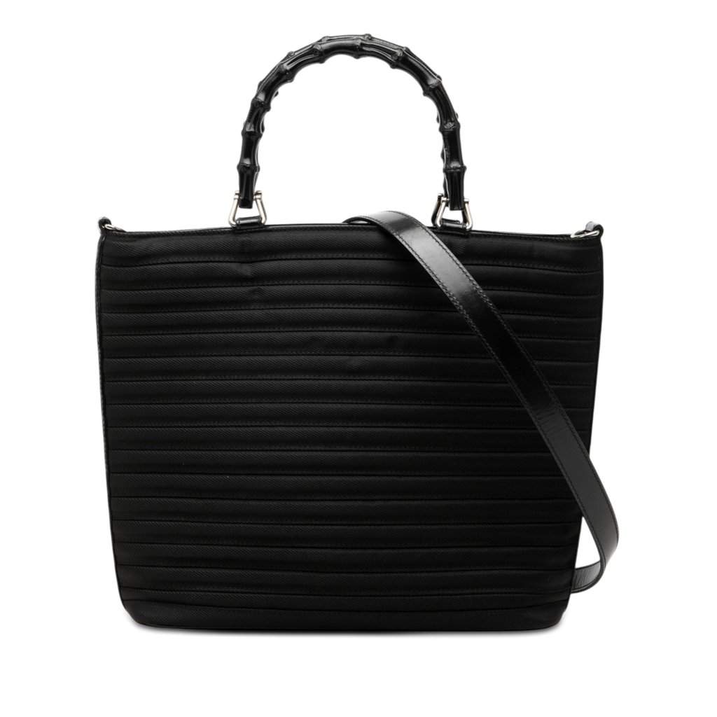 Gucci Nylon Bamboo Satchel Black Very good condition - Front View