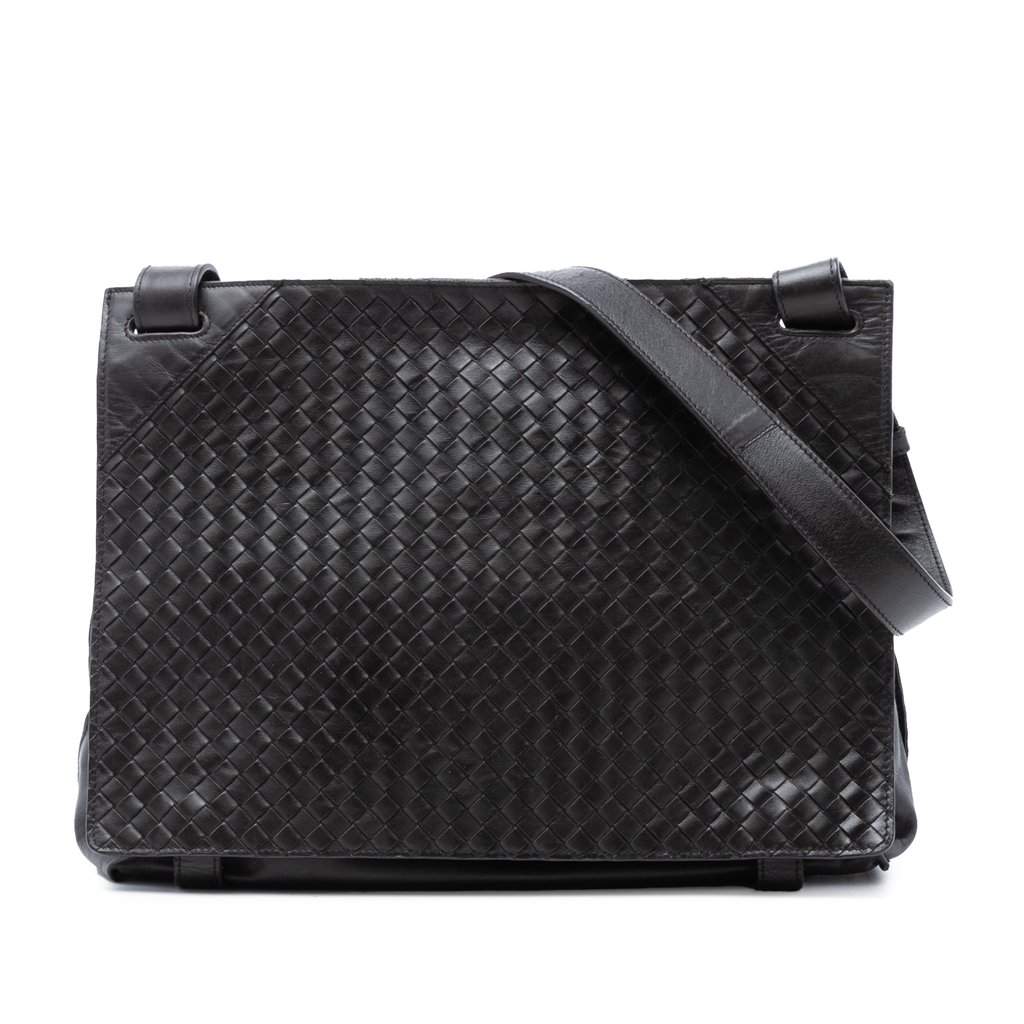 Bottega Veneta Nappa Intrecciato Messenger Bag Brown Leather Very good condition - Front View