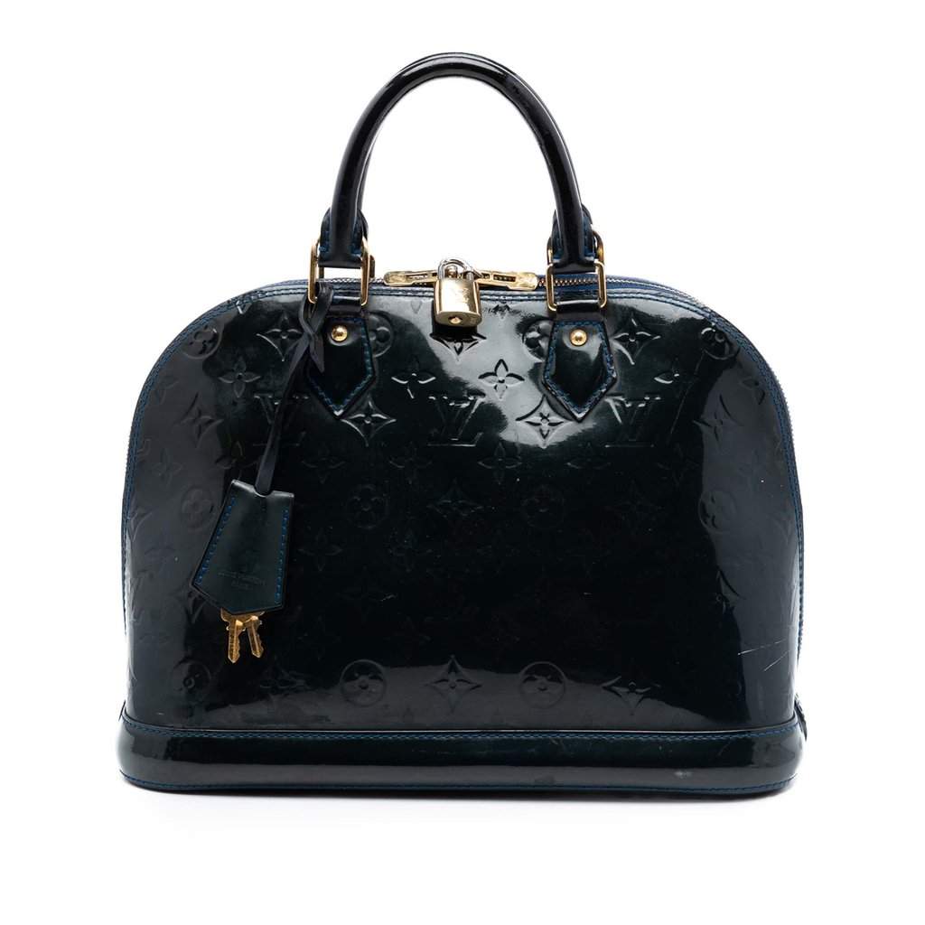 Louis Vuitton Monogram Vernis Alma PM Blue Leather Very good condition - Front View