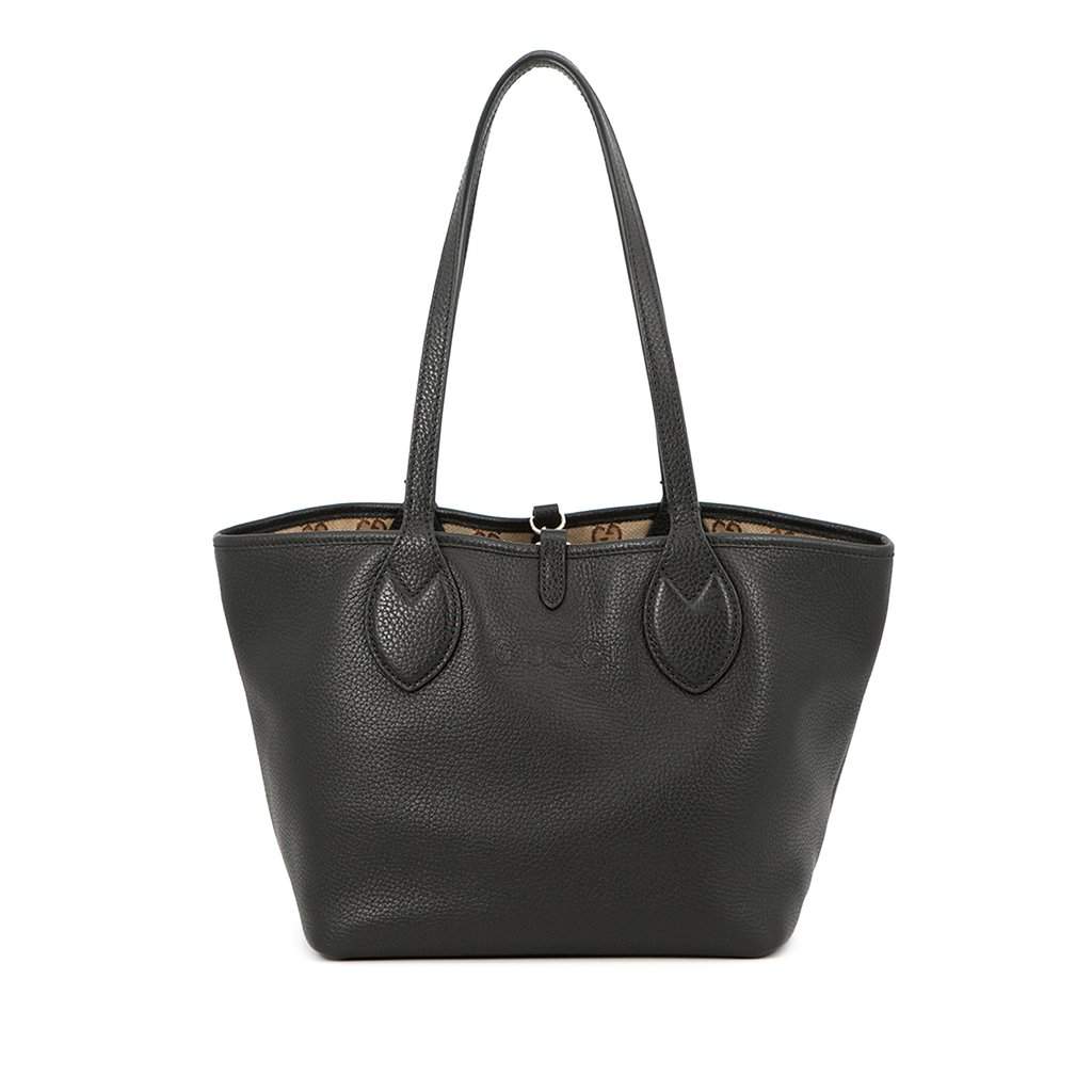Gucci Small Grained Calfskin Totissima Reversible Tote Black Leather Very good condition - Front View