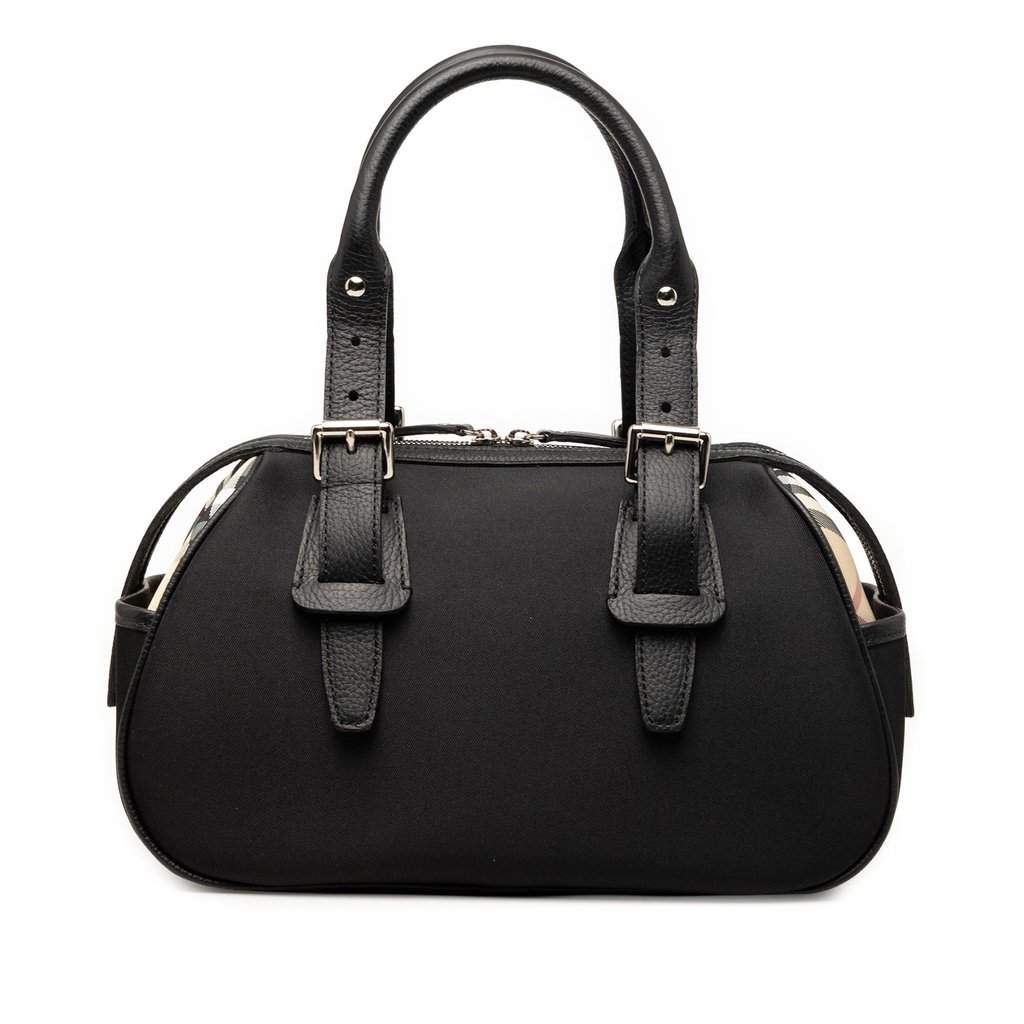 Burberry Nova Check Trimmed Nylon Handbag Black Very good condition - Front View