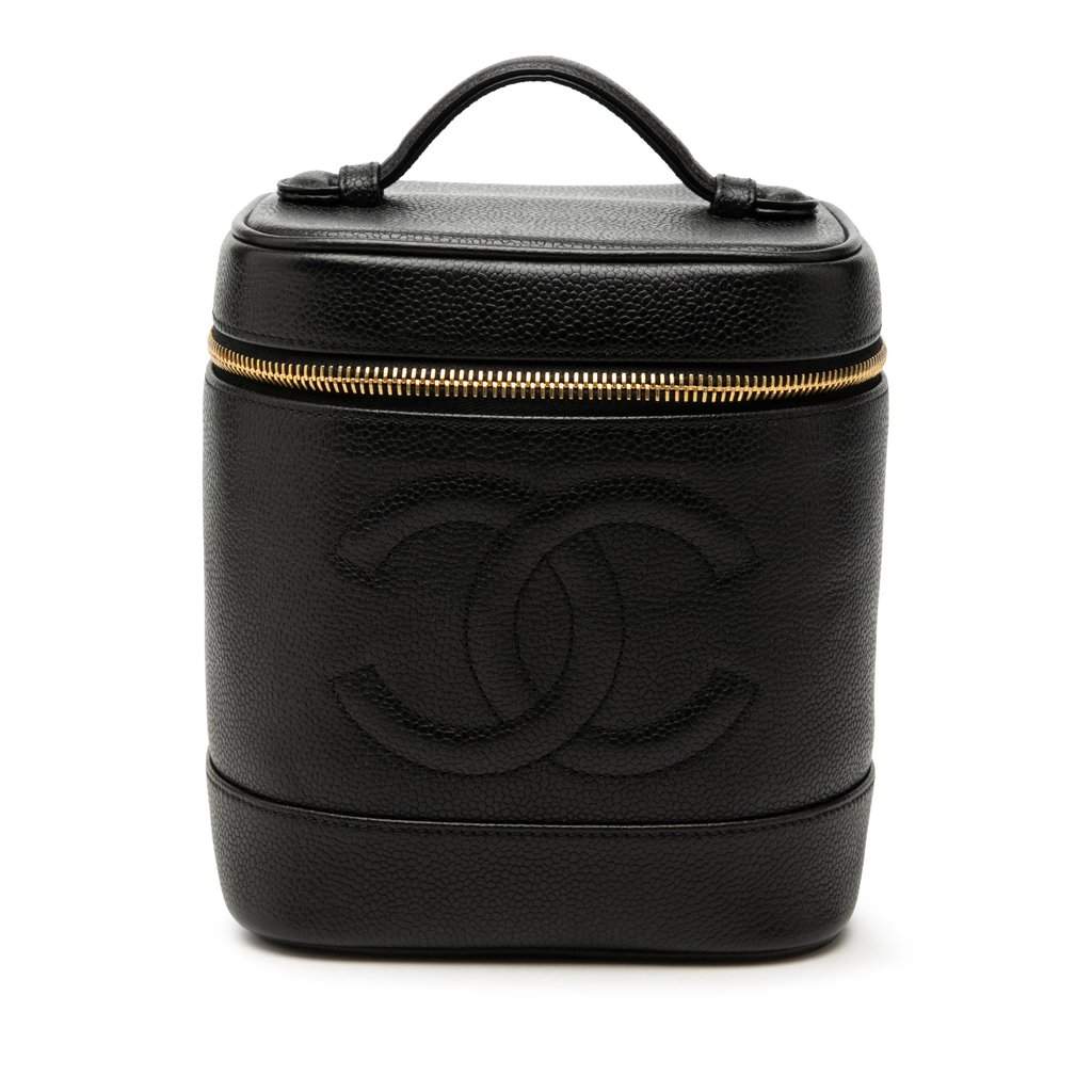 Chanel CC Caviar Vanity Bag Black Leather Very good condition - Front View