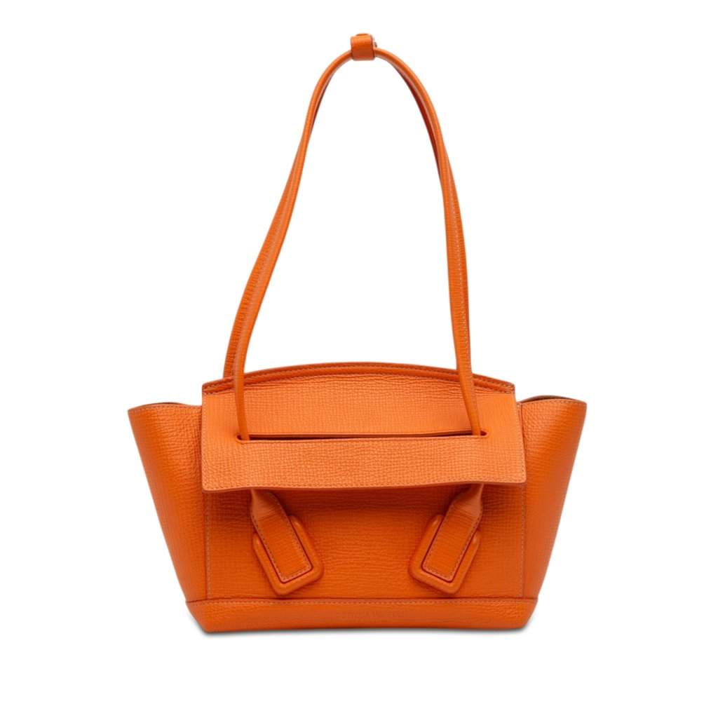 Bottega Veneta Small Grained Calfskin Arco Tote Orange Leather Very good - Front View