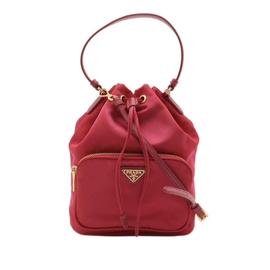 Prada Re Nylon Duet Bucket Bag Red Very good condition - Front View